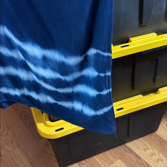 Highness Navy Blue Handkerchief Hem Tie-Dye Beach Dress - OSFM - Picture 5 of 5